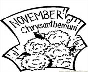 Printable November Chrysanthemum 2 coloring pages