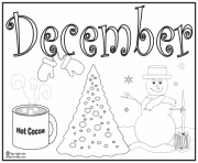 Printable december hot chocolat coloring pages