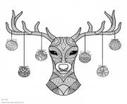 Printable hand drawn deer head christmas coloring pages