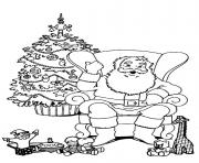 Printable christmas santa claus with tree 79 coloring pages