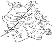 Printable santa decorating christmas tree s45bc coloring pages