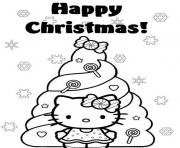 Printable happy christmas hello kitty s christmas tree 0e4e coloring pages