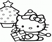 Printable hello kitty with a christmas tree 844d coloring pages