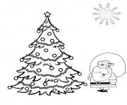 Printable christmas tree and santa coloring pages