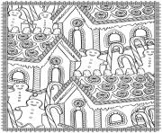 Printable adult christmas house candy coloring pages