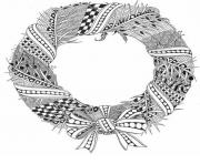 Printable Christmas adult wreath coloring pages