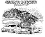 Printable grave digger monster truck racing coloring pages