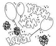 Printable Celebrate New Year Eve With Three Balloons Coloring Page coloring pages