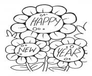 Printable Flower Wishing Happy New year printable 2017 coloring pages