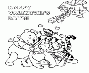 Printable winnie the pooh and valentine cupids coloring page coloring pages