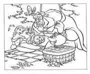 Printable belle having picnic with friends a8b0 beauty and beast disney coloring pages