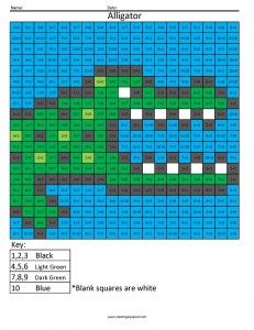Printable alligator math Addition and Subtraction Shop pixel art coloring pages