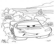 Printable Cars Lightning McQueen in desert a4 disney coloring pages