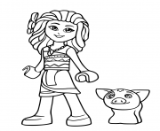 Printable lego moana and pig pua from disney coloring pages