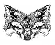 Printable advanced animal fox head coloring pages
