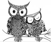 Printable advanced adult owl coloring pages