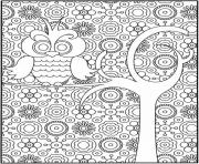 Printable simple and hard owl for adults coloring pages