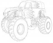 Printable monster truck nice fire flames cool coloring pages