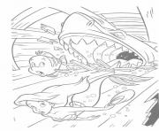 Printable shark attacks ariel and brimsby disney princess coloring pages
