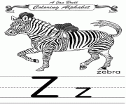 Printable coloring alphabet traditional zebra coloring pages