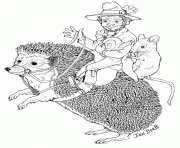Printable leprechaun takes a hedgie ride by jan brett coloring pages