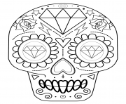 Printable sugar skull with diamonds calavera coloring pages