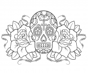 Printable sugar skull and roses calavera coloring pages
