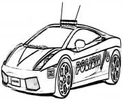 Printable police car lambourguini sport coloring pages