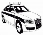 Printable police car patrol on the road coloring pages