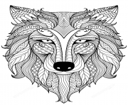 Printable wolf zentangle adults coloring pages