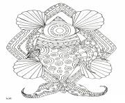 Printable fish with tribal pattern adults coloring pages