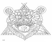 Printable bear with tribal pattern adults coloring pages