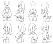 Printable knuckles the echidna turning by darkhedgehog23 coloring pages