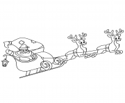 Printable santa claus riding his sleigh christmas coloring pages