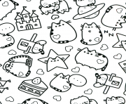 Printable Pusheen Adult stars coloring pages
