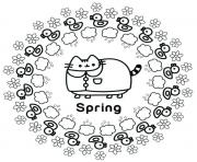 Printable Pusheen Spring coloring pages