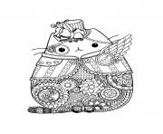 Printable pusheen adult complex zentangle coloring pages