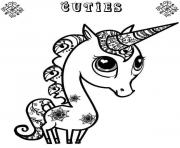Printable cute unicorn cuty coloring pages