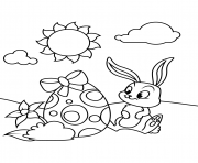 Printable cute bunny and easter egg coloring pages