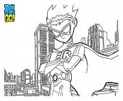 Printable robin on the top of hte city teen titans coloring pages