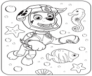 Printable PAW Patrol Marshall Underwater coloring pages