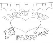 Printable i love you daddy kids coloring pages
