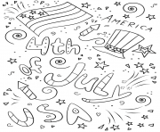 Printable 4th of july doodle printable coloring pages