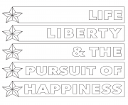 Printable 4th of july life liberty happiness coloring pages