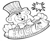 Printable Free Fourth of July Teddy Bear coloring pages