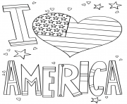 Printable i love america 4th july coloring pages