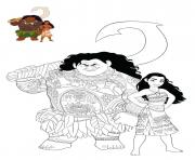 Printable moana and maui color coloring pages