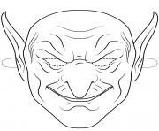 Printable green goblin mask outline halloween coloring pages