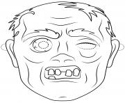 Printable zombie mask outline halloween coloring pages