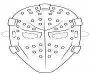 Printable goalie mask outline halloween coloring pages